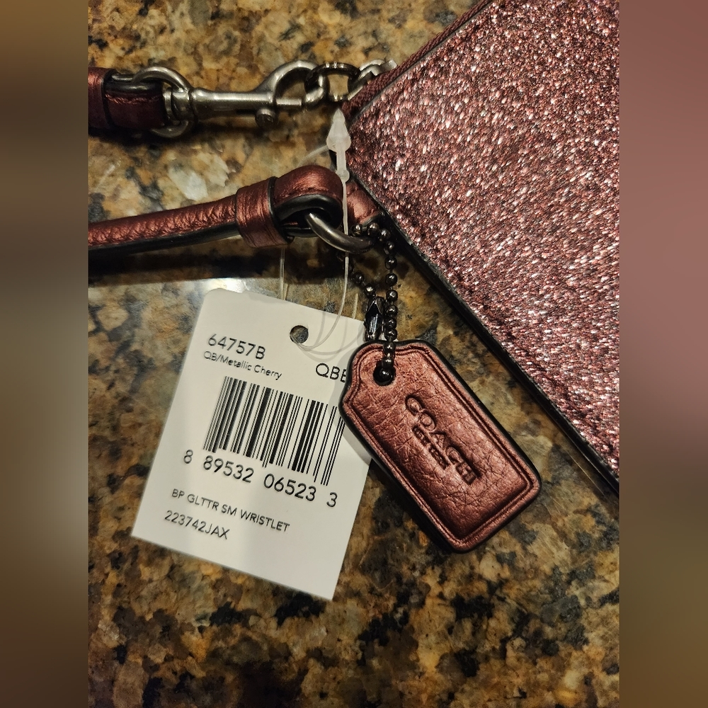 Coach glitter wristlet in metallic cherry - Picture 8 of 16